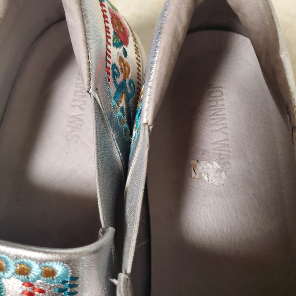 Johnny Was Butterfly Embroidered Silver Metallic Sneaker Boat Loafer 'Vinny' - Picture 11 of 12